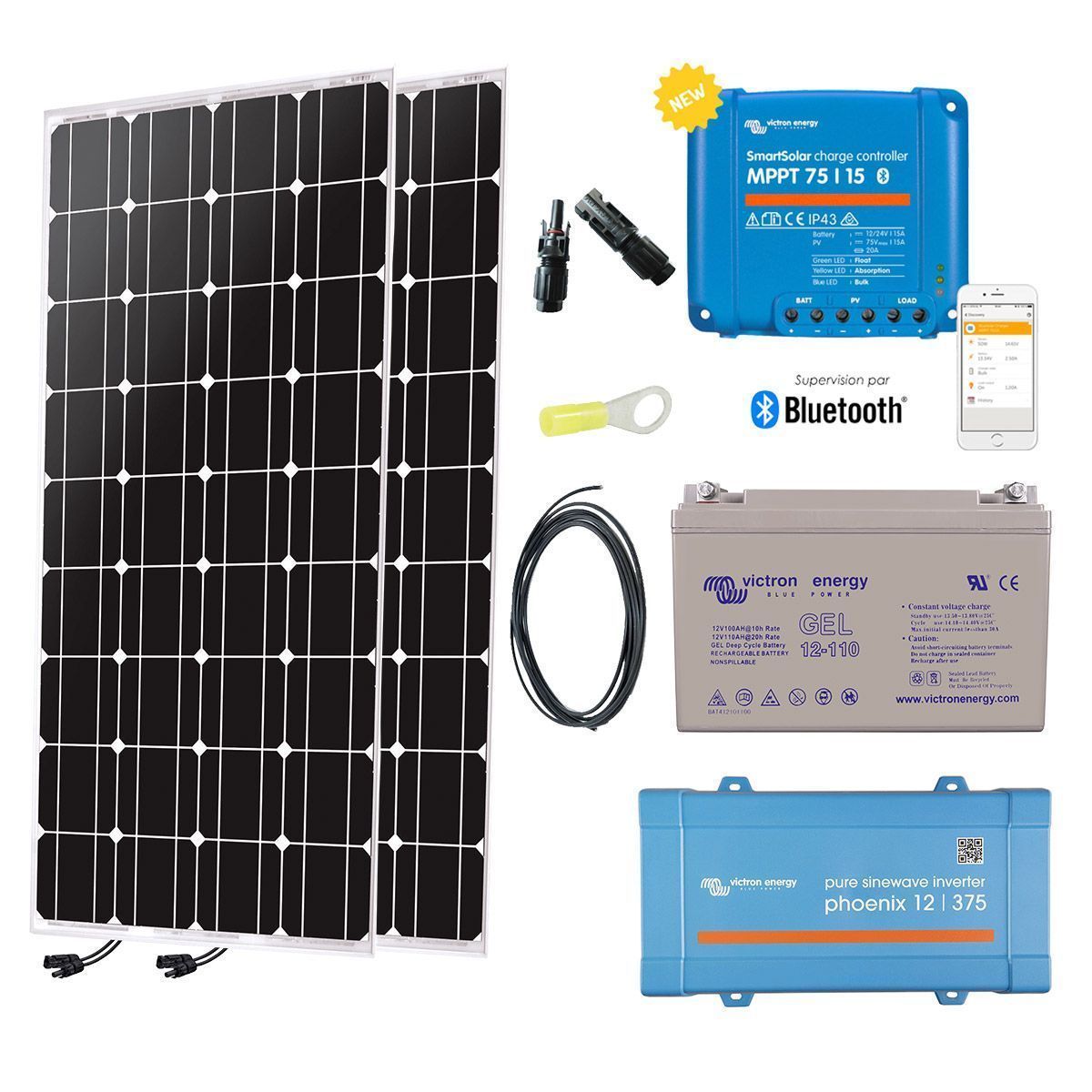 Kit Solaire Autonome 200W Avec Onduleur 300W 220V - Plug & Play, Pour Balcon, Jardin, Autonomie électrique