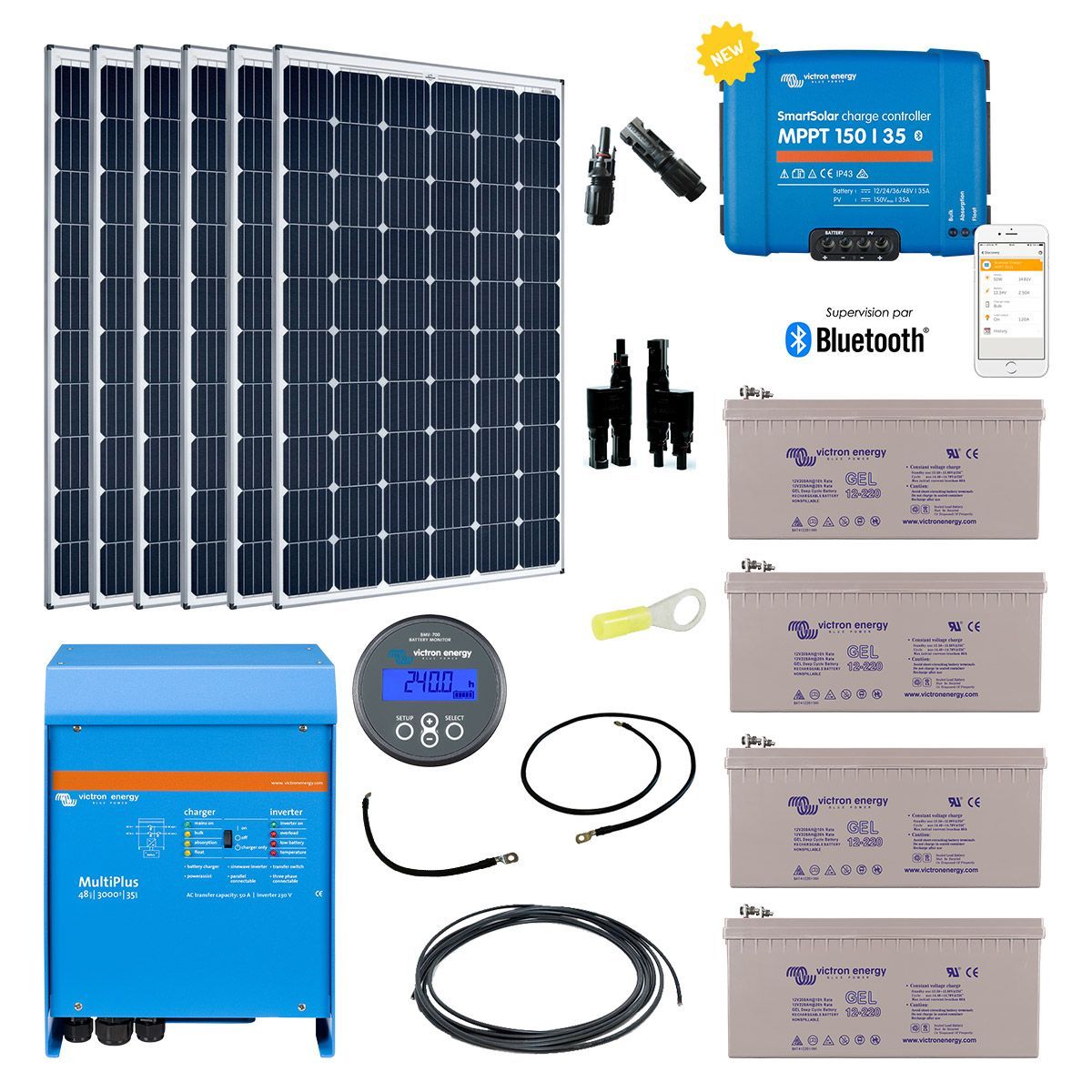 Kit Solaire Autonome Hybride 1800W Kit Solaire Autonome Hybride 1800W