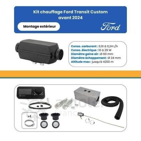 AUTOTERM - Kit Air 2D pour Ford Transit Custom avant 2024 - montage extérieur - 24 Volts / Chauffages