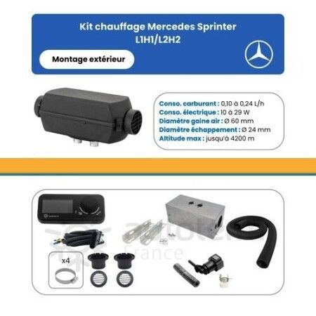AUTOTERM - Kit Air 2D pour Mercedes Sprinter L1H1/L2H2 apr&egrave;s 2017 - montage ext&eacute;rieur - 12 Volts