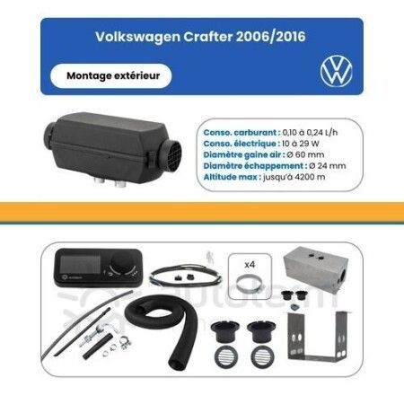 AUTOTERM - Kit Air 2D pour Volkswagen Crafter 2006/2016 - montage extérieur - 24 Volts / Chauffages