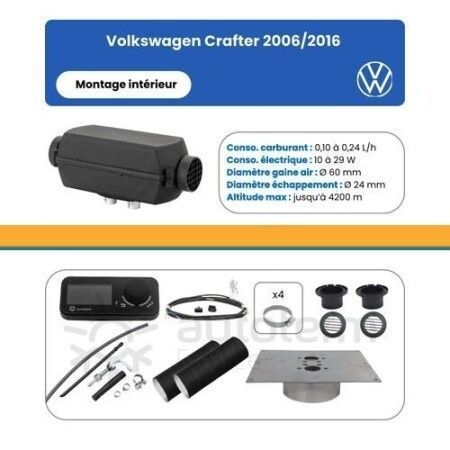 AUTOTERM - Kit Air 2D pour Volkswagen Crafter 2006/2016 - montage int&eacute;rieur - 12 Volts