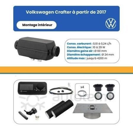 AUTOTERM - Kit Air 2D pour Volkswagen Crafter &agrave; partir de 2017 - montage int&eacute;rieur - 12 Volts