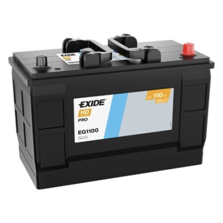 Batterie camion Exide HD PRO EG1100 12V 110Ah 750A, vue trois quarts