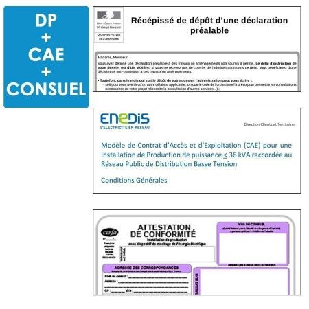 Demande mairie + Déclaration ENEDIS installation solaire sup à 3 kWc + Consuel avec batterie