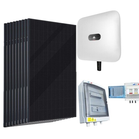 Kit solaire autoconsommation 4500 W Voltec Huawei triphas&eacute; : 9 panneaux Voltec Tarka L 110R 500 Wc, onduleur Huawei triphas&eacute;, coffret de protection DC et coffret de protection AC