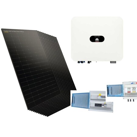 Kit solaire autoconsommation 6000 W DualSun Huawei monophas&eacute; : 12 panneaux DualSun 500 Wc TOPCon, onduleur Huawei, coffret de protection DC et coffret de protection AC