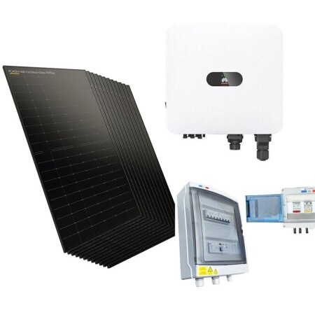 Kit solaire autoconsommation 6000 W DualSun Huawei triphas&eacute; : 12 panneaux DualSun 500 Wc TOPCon, onduleur Huawei triphas&eacute;, coffret de protection DC et coffret de protection AC
