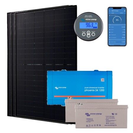 Kit solaire hors réseau autonome 1500W convertisseur 230v - 1200VA / Maison raccordée