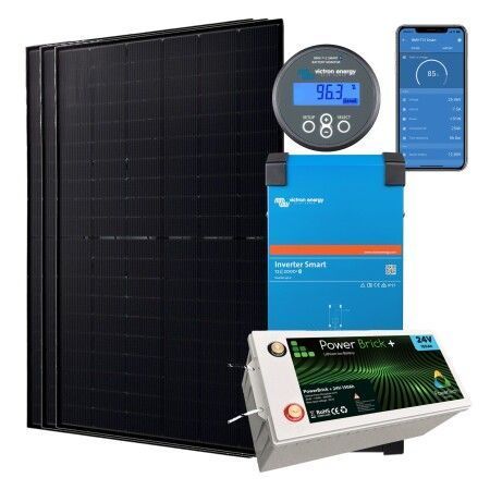 Kit solaire hors réseau autonome 1500W - Lithium Powerbrick - convertisseur 1600VA / Autonome sans possibilité d'ajouter un groupe