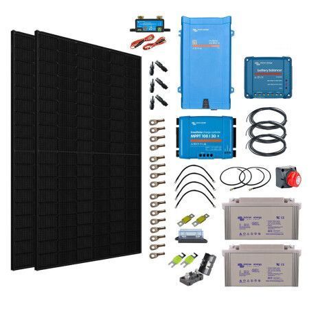 Kit solaire hors réseau autonome 1000W Hybride 800VA / Avec possibilité d'ajouter un groupe électrogène