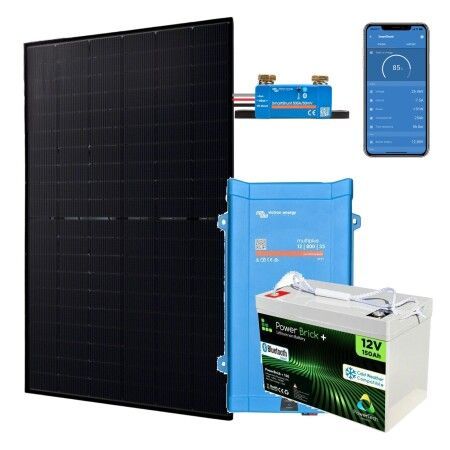 Kit solaire hors réseau autonome 500W - Lithium - Hybride 230V/800VA / Avec possibilité d'ajouter un groupe électrogène