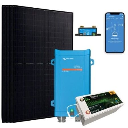 Kit solaire hors r&eacute;seau autonome 2000W - Lithium PowerBrick 3.69kWh - Hybride 230V/1600VA