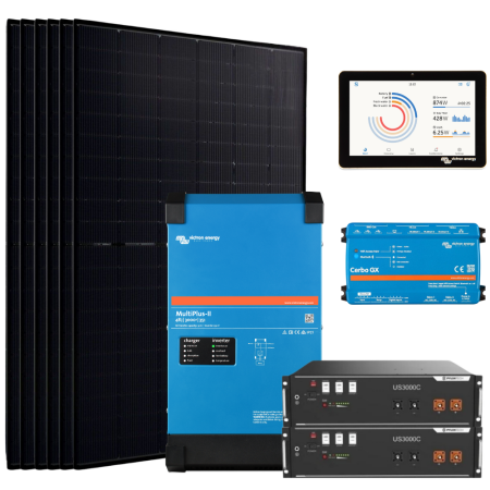 Visuel - Kit Solaire Hors R&eacute;seau 3000W - 7.1kWh- Hybride 230V3000VA