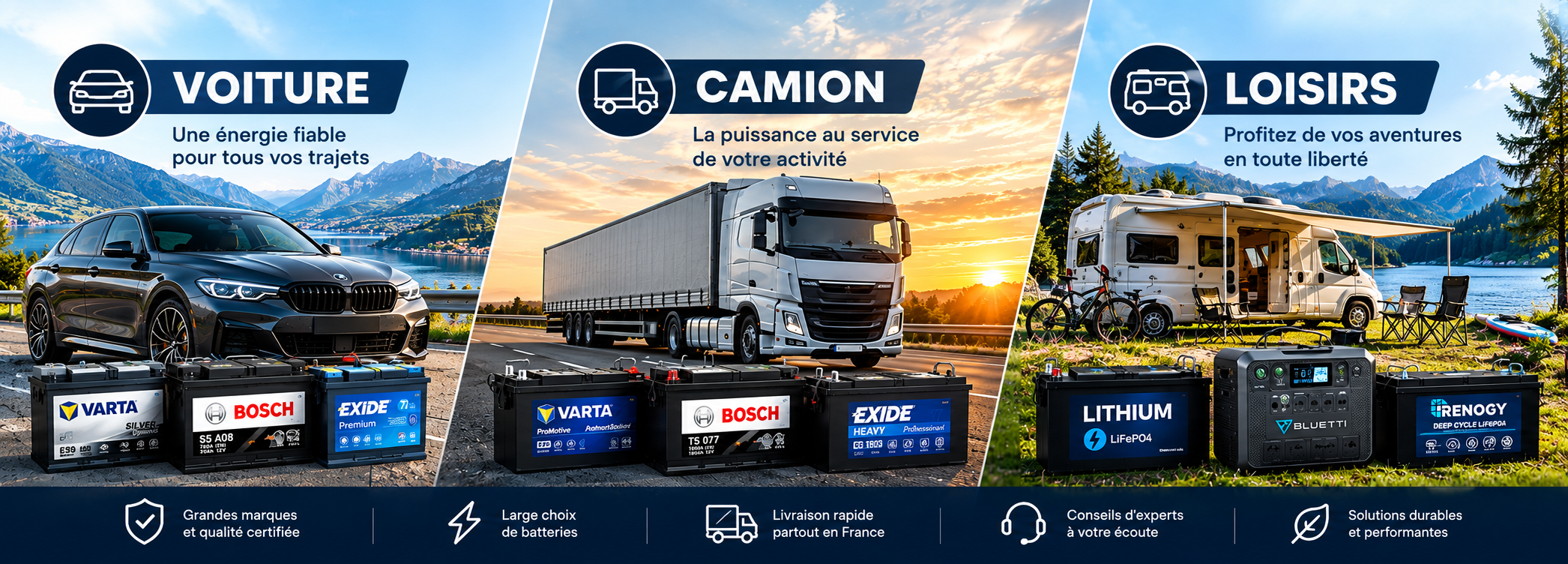 Batteries pour voiture, camion et loisirs - MyShop Battery