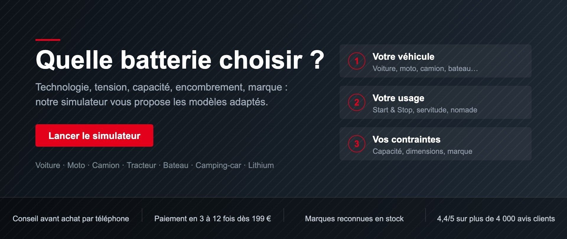 Simulateur : quelle batterie choisir pour votre v&eacute;hicule